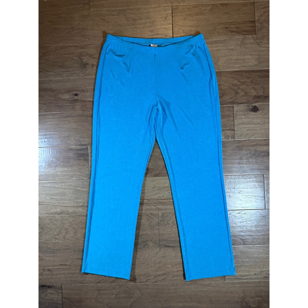 NWT Chicos Travelers No Tummy Agate Pants Blue Straight Leg New Size 3T XL 16 18